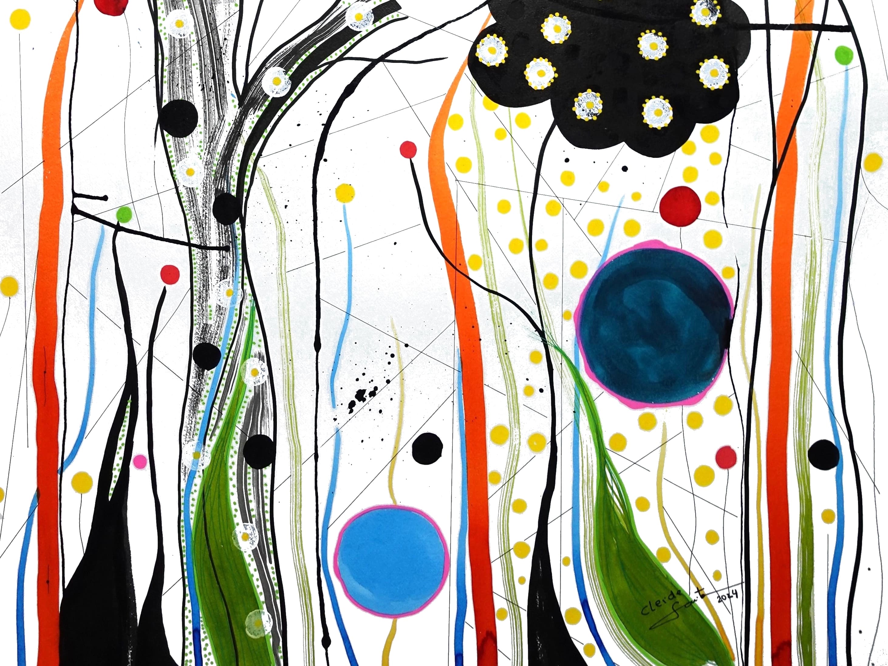 Peinture "Dia de sol com chuva e vento" de Cleide Saito