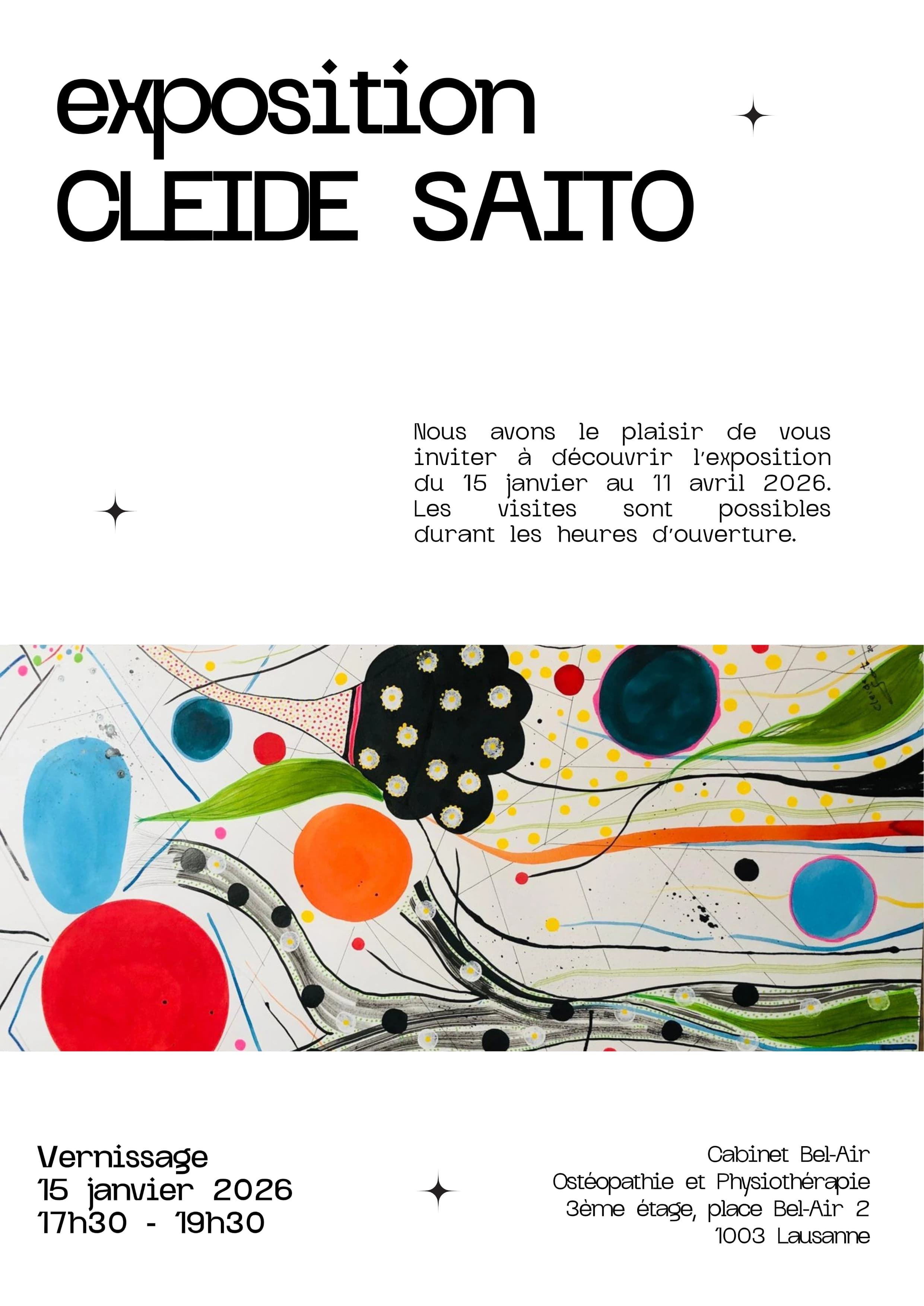 Exposition de Cleide Saito - Cabinet Bel-Air, Place Bel-Air 2, 3ème étage, 1003 Lausanne